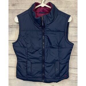 Aeropostale Women's Quilted Puffer Vest Mock Collar Navy Size Medium EXCELLENT